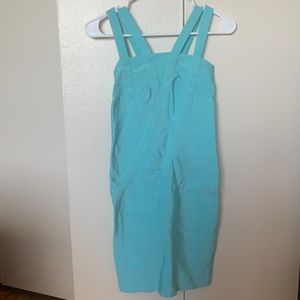 Bebe Small Aquamarine Bandage Cocktail Dress